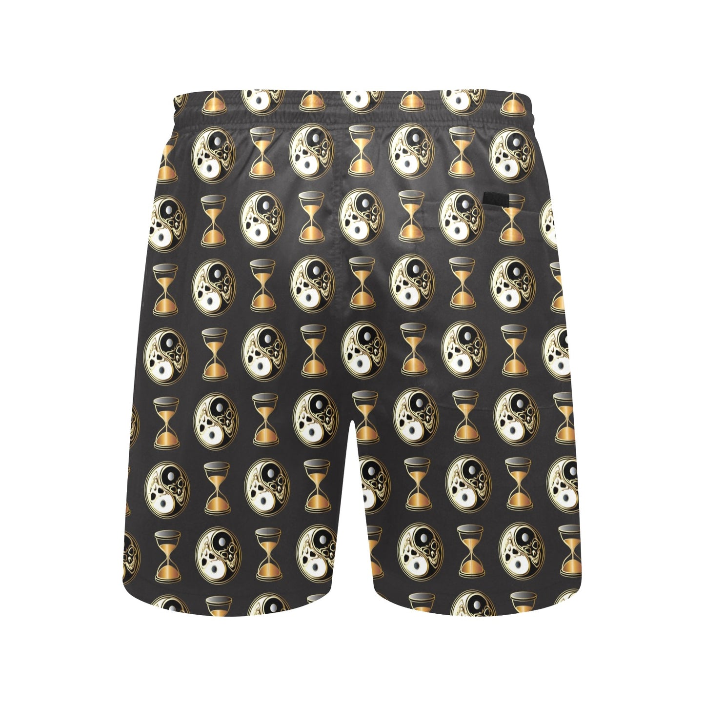 Yin Yang Skull Themed Design Print Men's Swim Trunks Beach Shorts