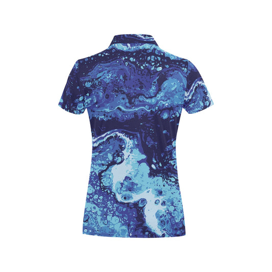 Ocean Liquid Pattern Print Design A03 Women's Polo Shirt