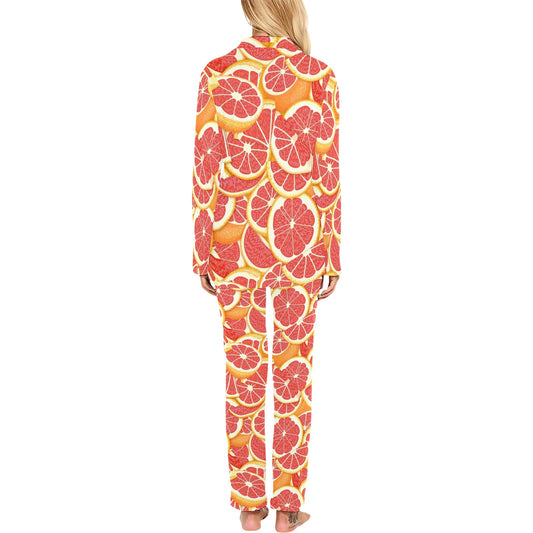 Grapefruit Pattern Print Design GF02 Women's Long Pajama Set