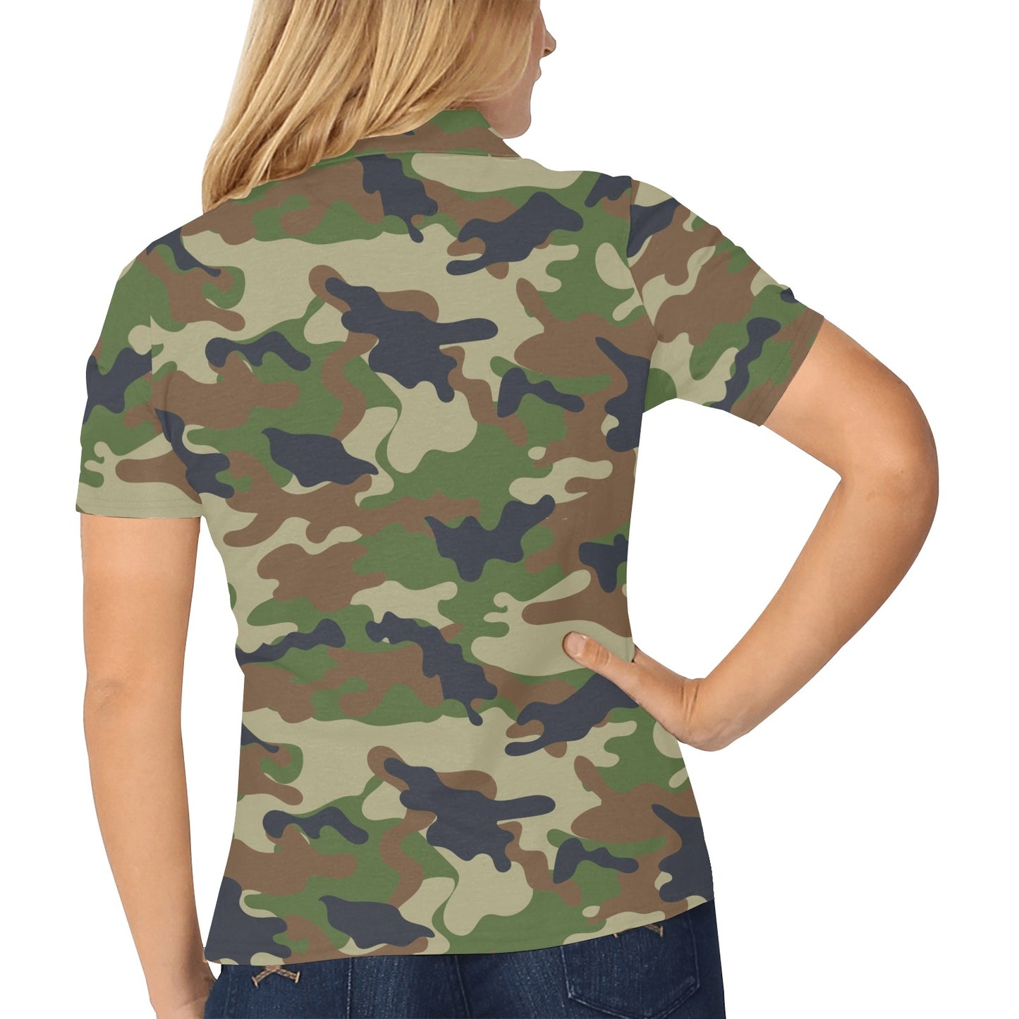 Army Camouflage Pattern Print Design 01 Women's Polo Shirt