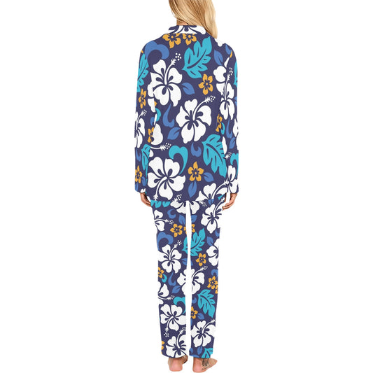 Hibiscus Pattern Print Design HB030 Women's Long Pajama Set