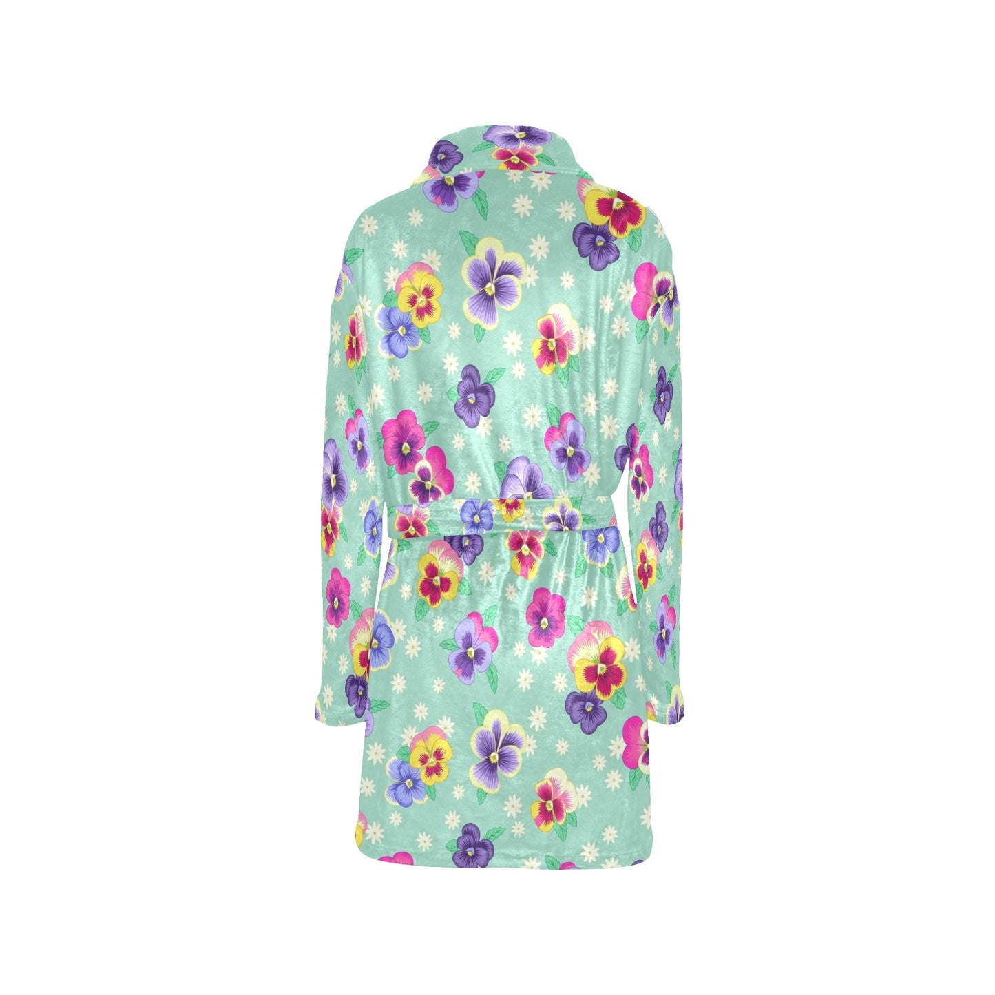 Pansy Pattern Print Design PS08 Women's Fleece Robe