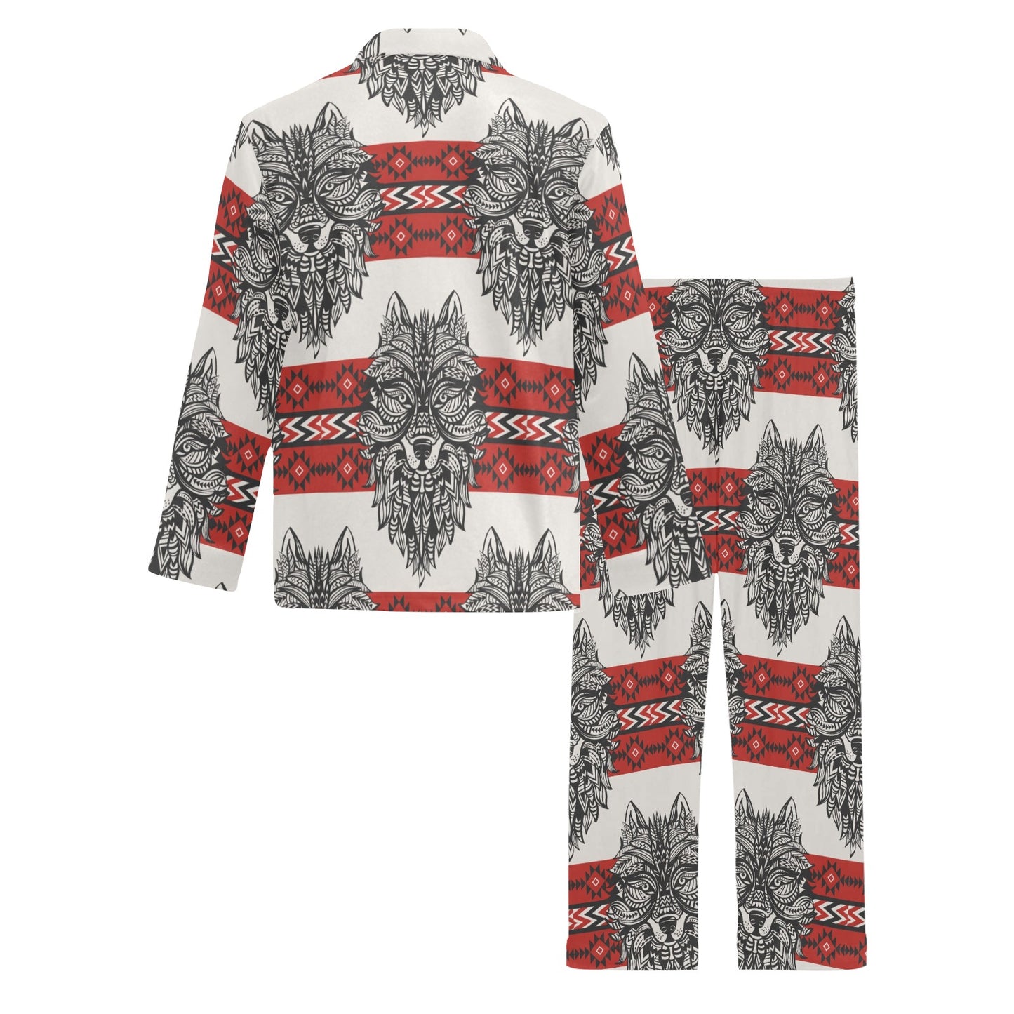 Native Indian Wolf Men's Long Pajama Set