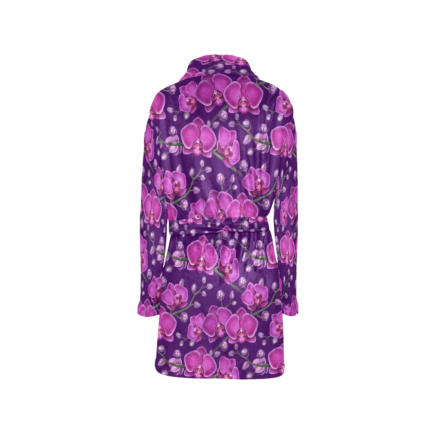Orchid Purple Pattern Print Design OR02 Women's Fleece Robe