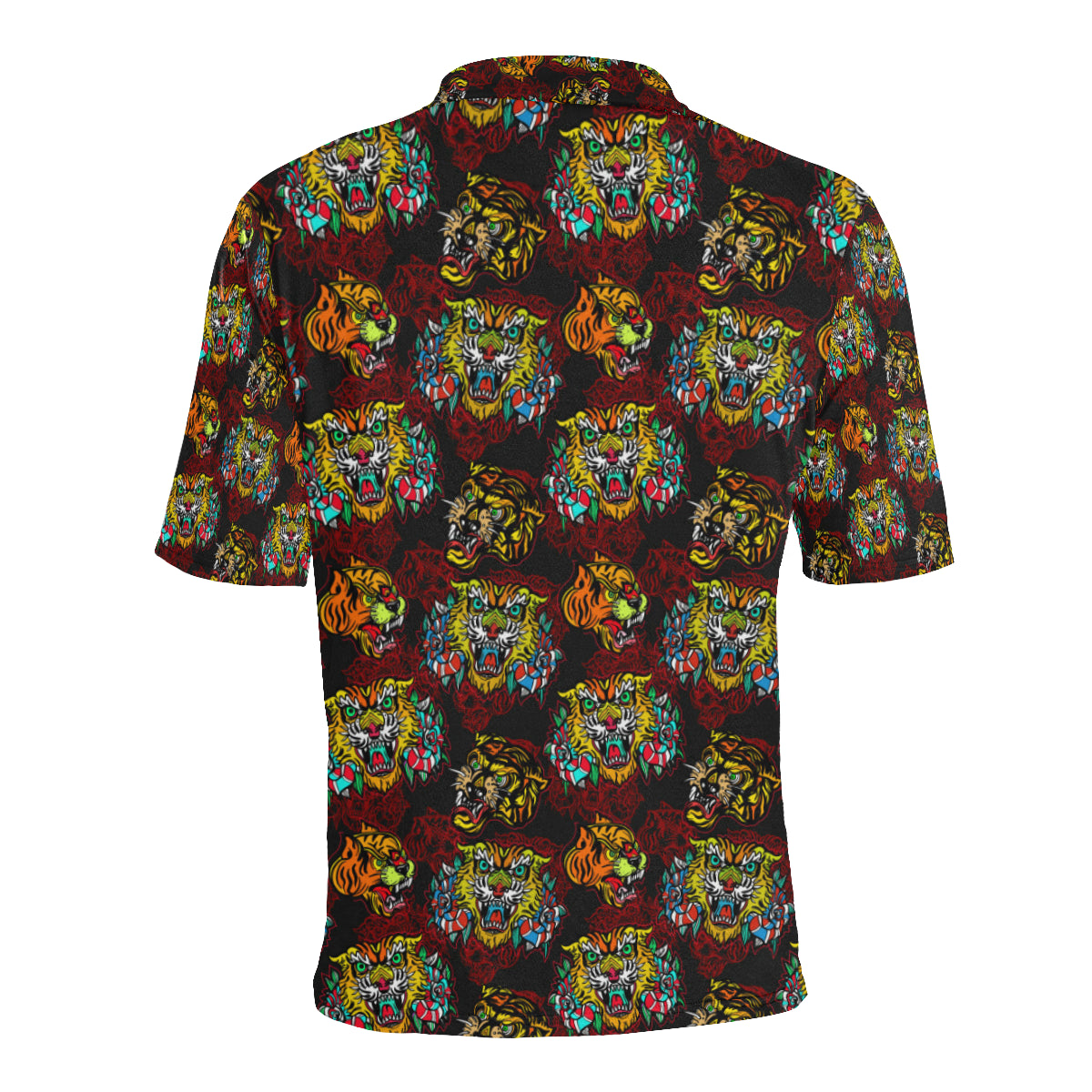 Tattoo Tiger Colorful Design Men Polo Shirt