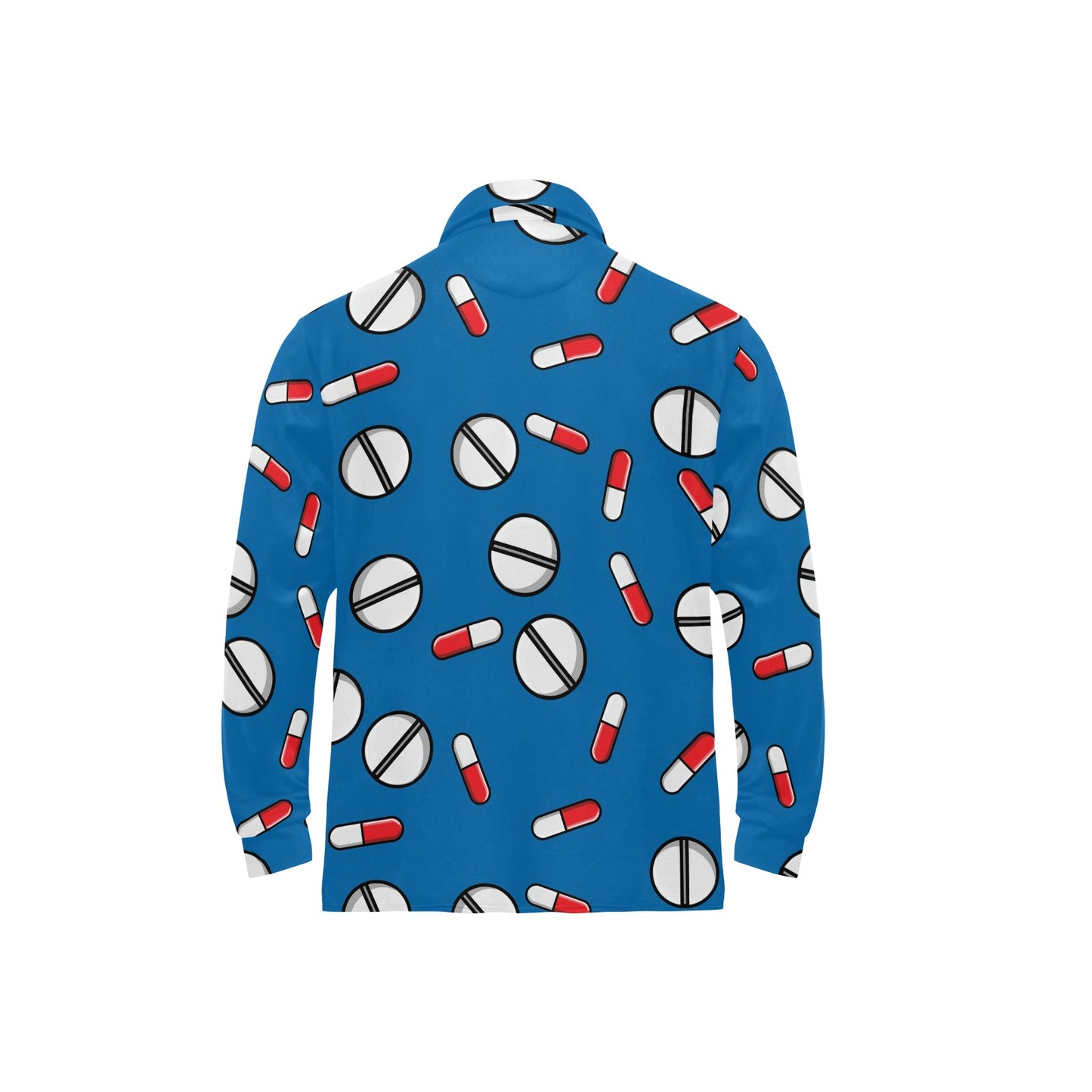 Pill Pattern Print Design A05 Long Sleeve Polo Shirt For Men's