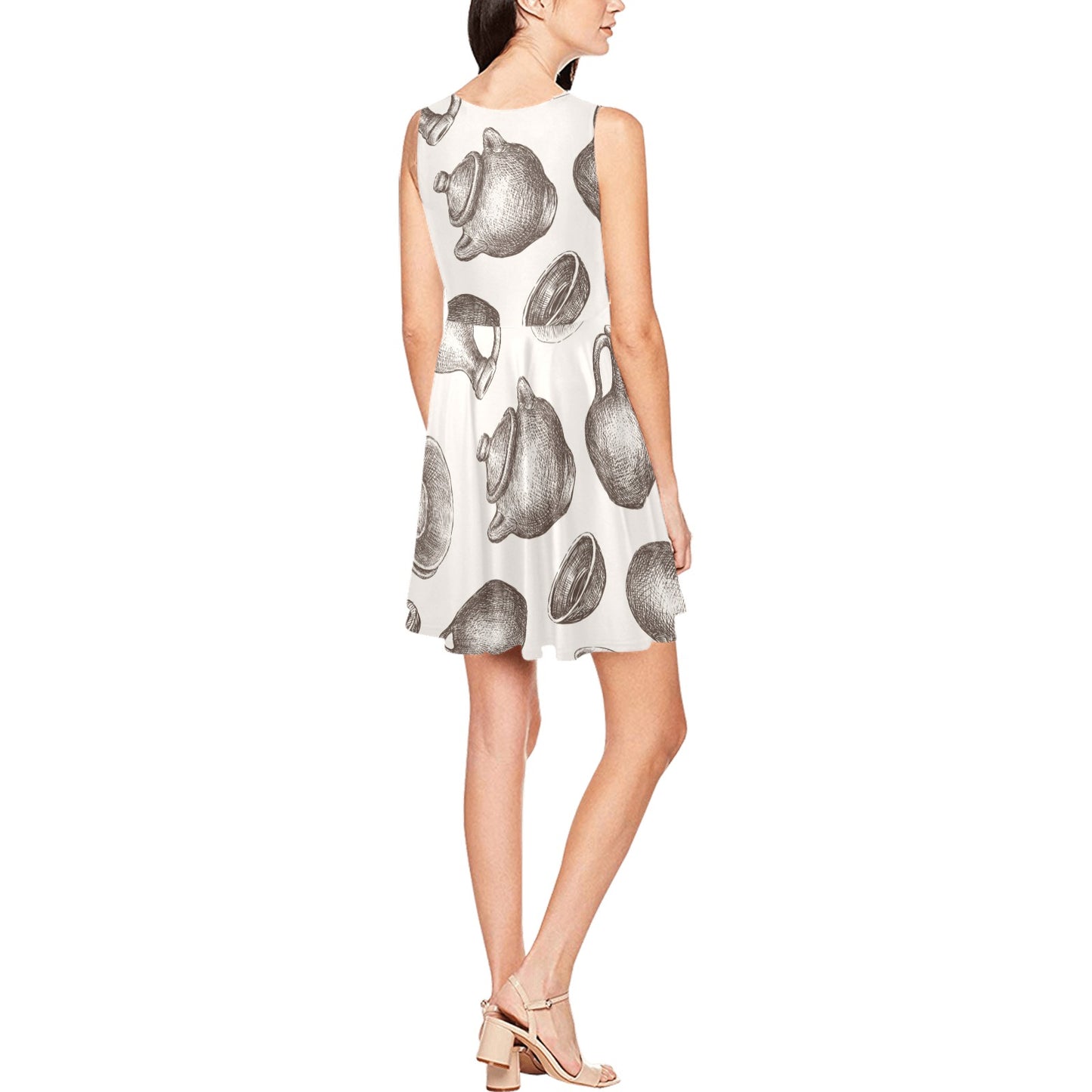 Pottery Pattern Print Design A01 Sleeveless Dress