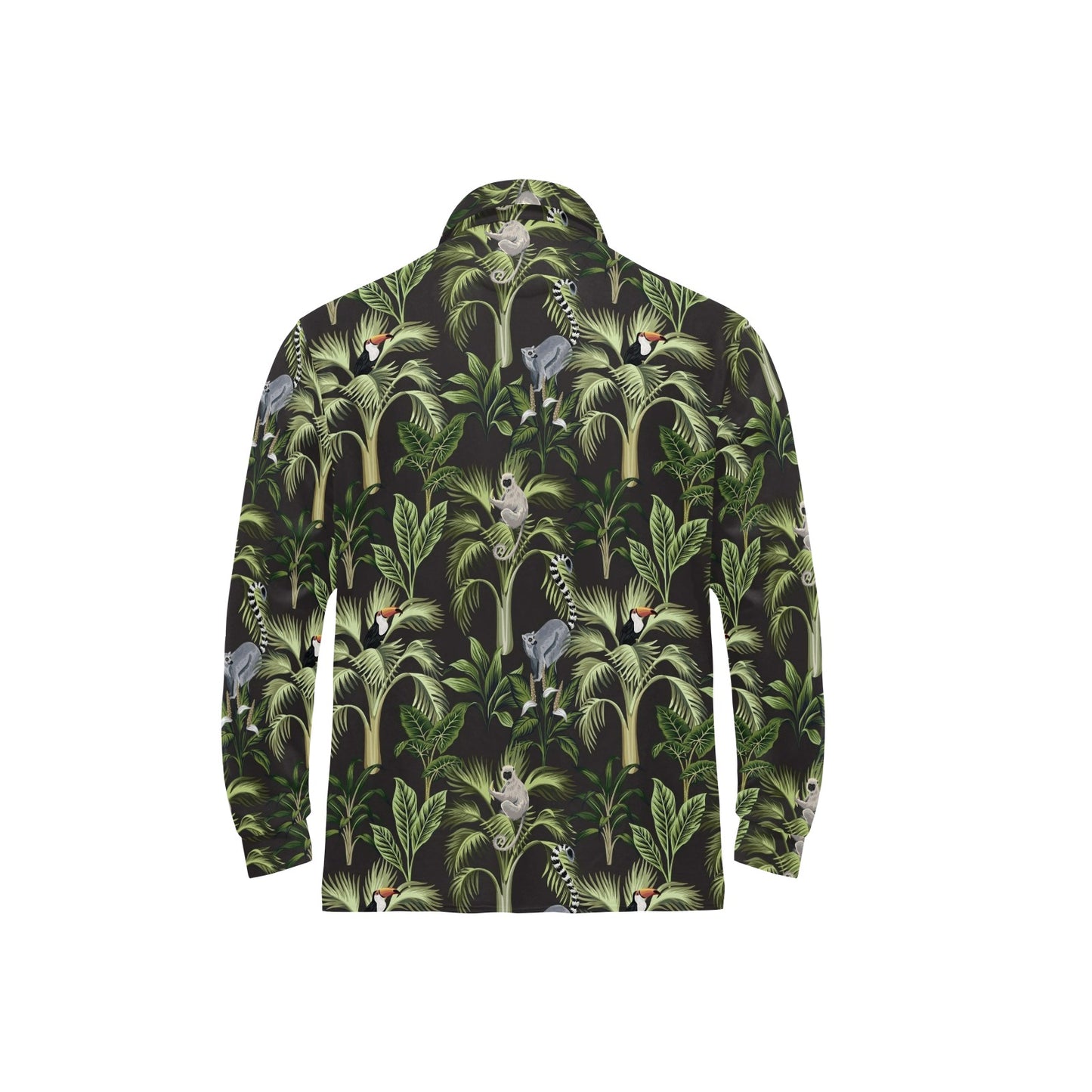 Rainforest Pattern Print Design RF05 Long Sleeve Polo Shirt For Men's