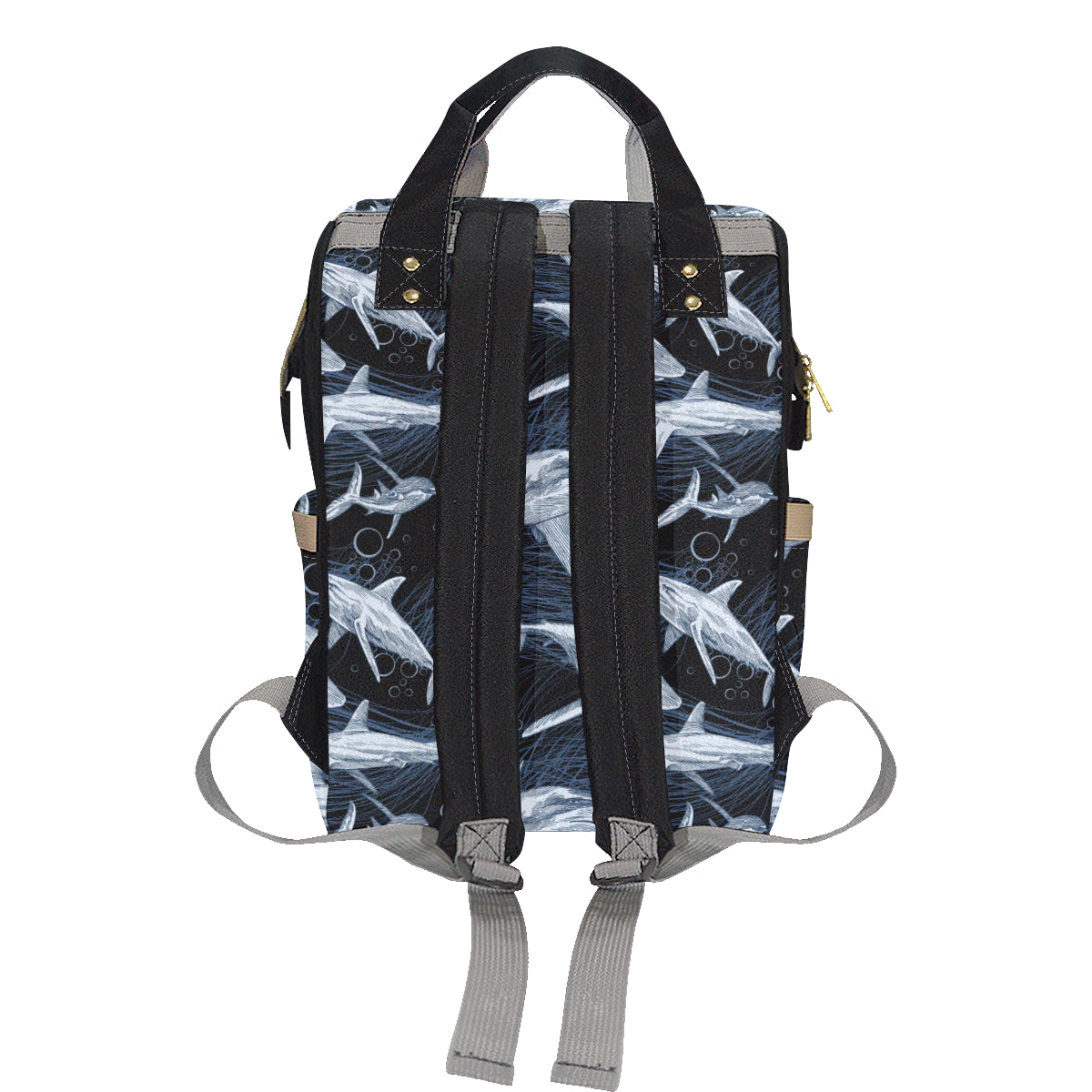 Shark Print Pattern Diaper Bag Backpack
