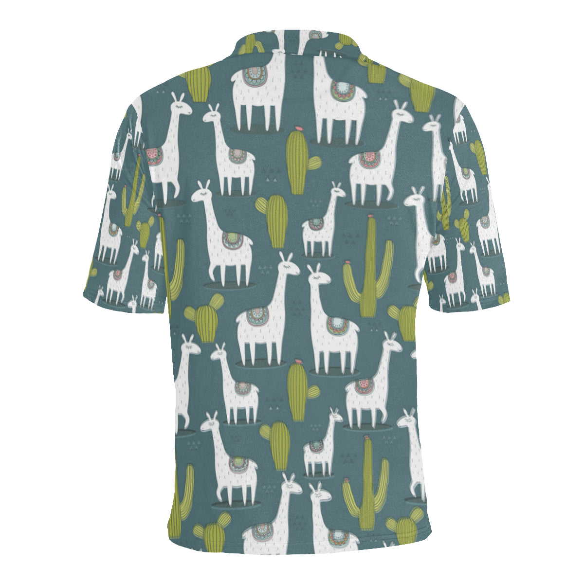 Llama Cactus Pattern Print Design 03 Men Polo Shirt