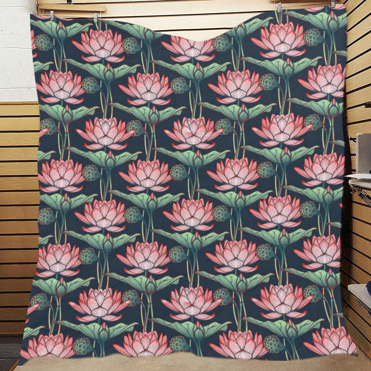 Water Lily Pattern Print Design WL03 Premium Quilt