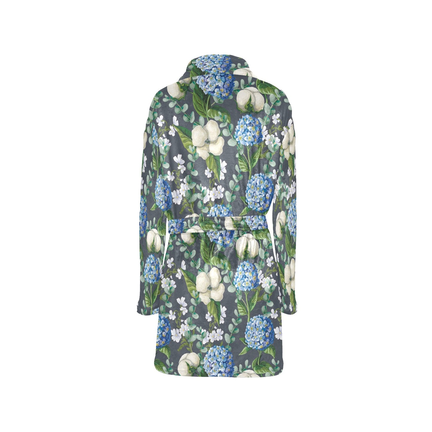Hydrangea Pattern Print Design 02 Women's Fleece Robe