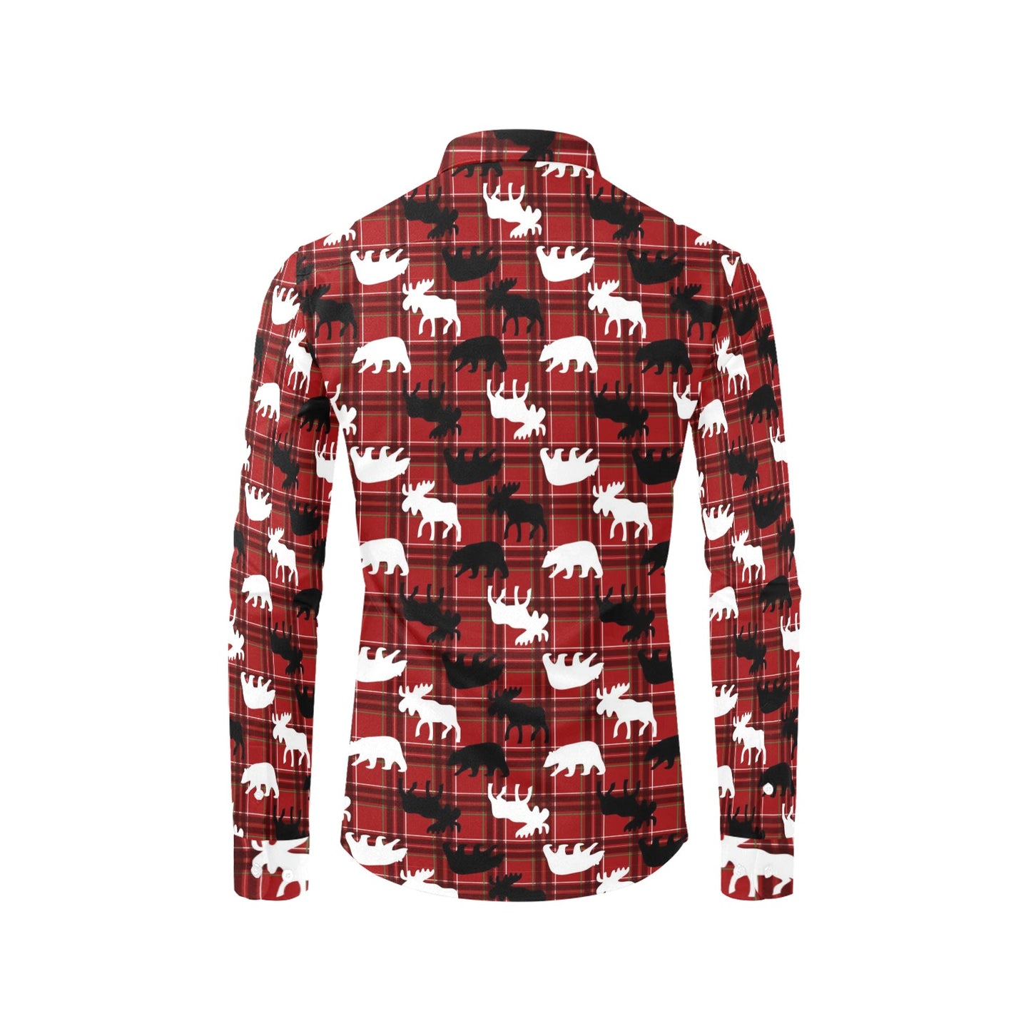 Moose Print Design LKS401 Men's Long Sleeve Dress Shirt