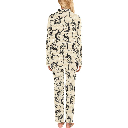 lizard Pattern Print Design 02 Women's Long Pajama Set