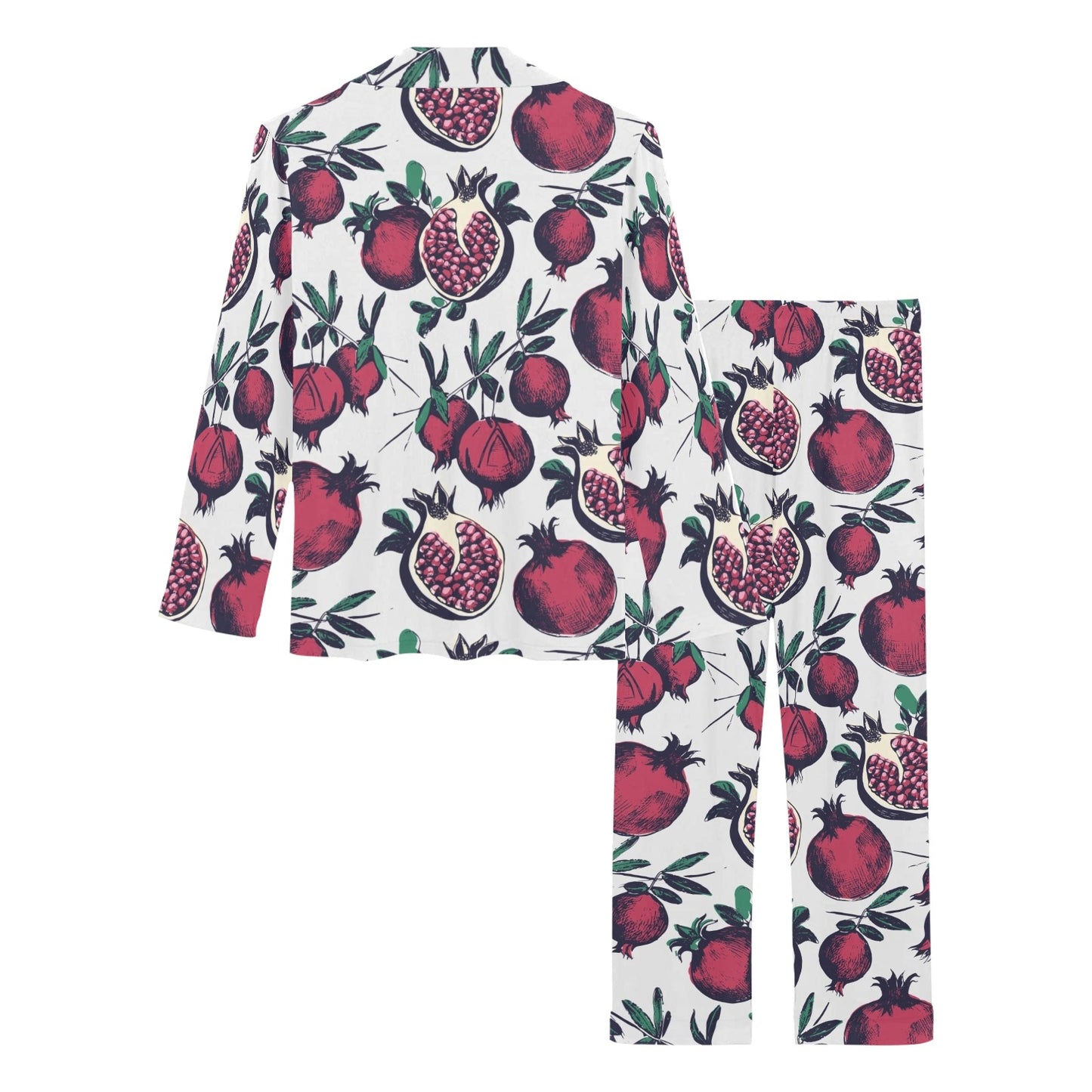Pomegranate Pattern Print Design PG01 Women's Long Pajama Set