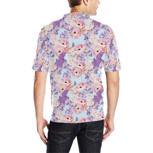 Lilac Pattern Print Design LI03 Men Polo Shirt