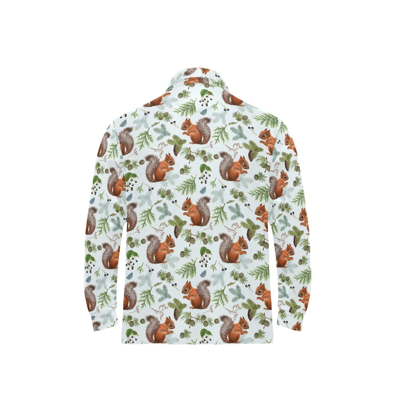Squirrel Print Design LKS308 Long Sleeve Polo Shirt For Men's