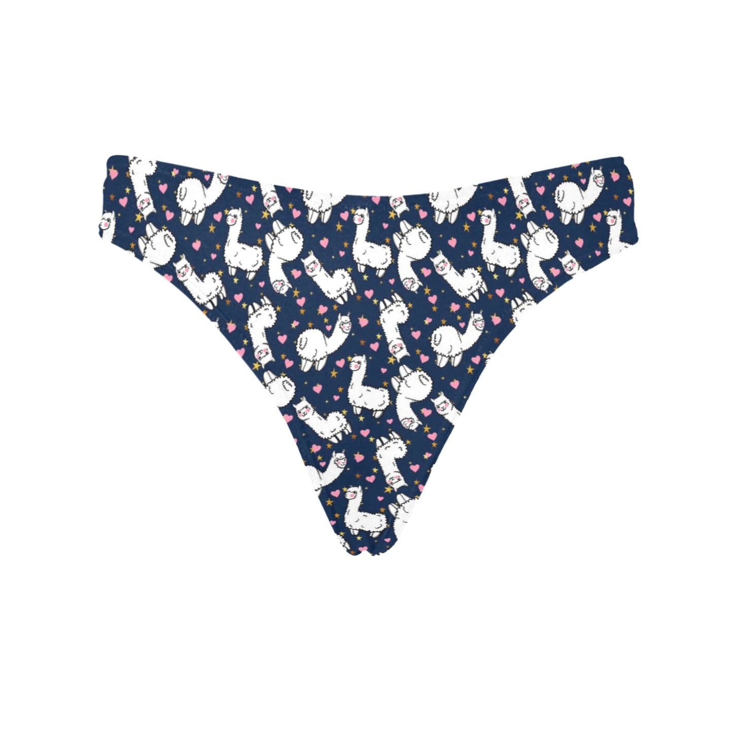 Alpaca Heart Star Design Themed Print Women's Thongs