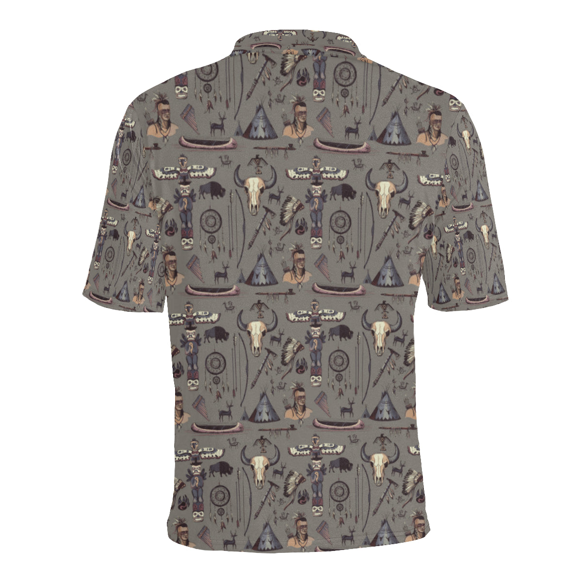 Native Indian life Design Print Men Polo Shirt