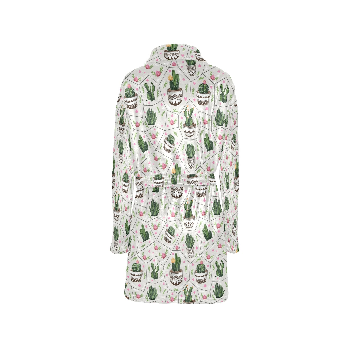 Cactus Pattern Print Design 04 Women's Fleece Robe