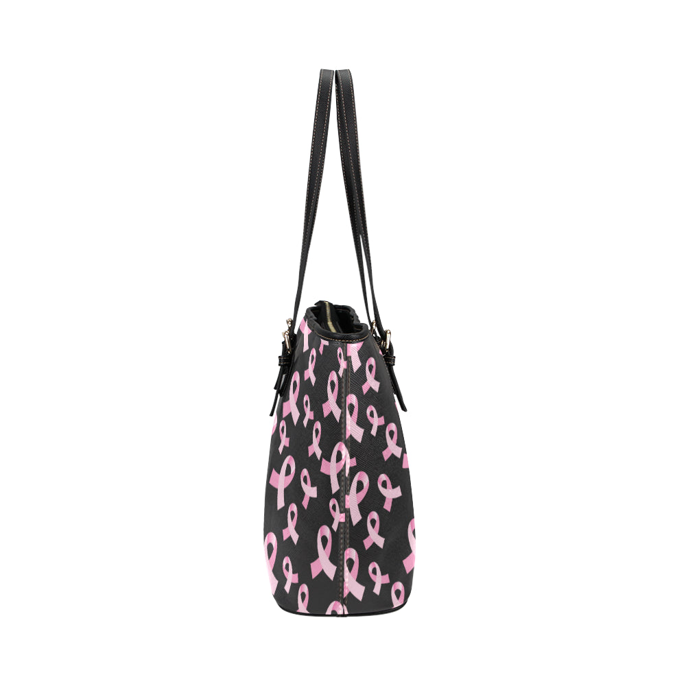 Breast Cancer Awareness Design Leather Tote Bag