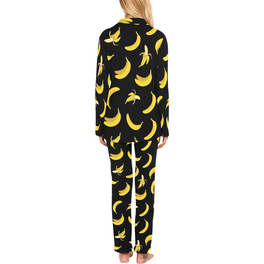 Banana Pattern Print Design BA05 Women's Long Pajama Set