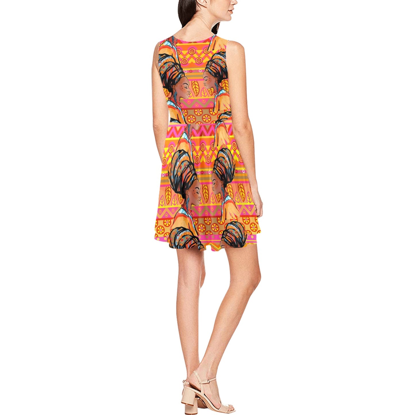 African Girl Aztec Sleeveless Dress