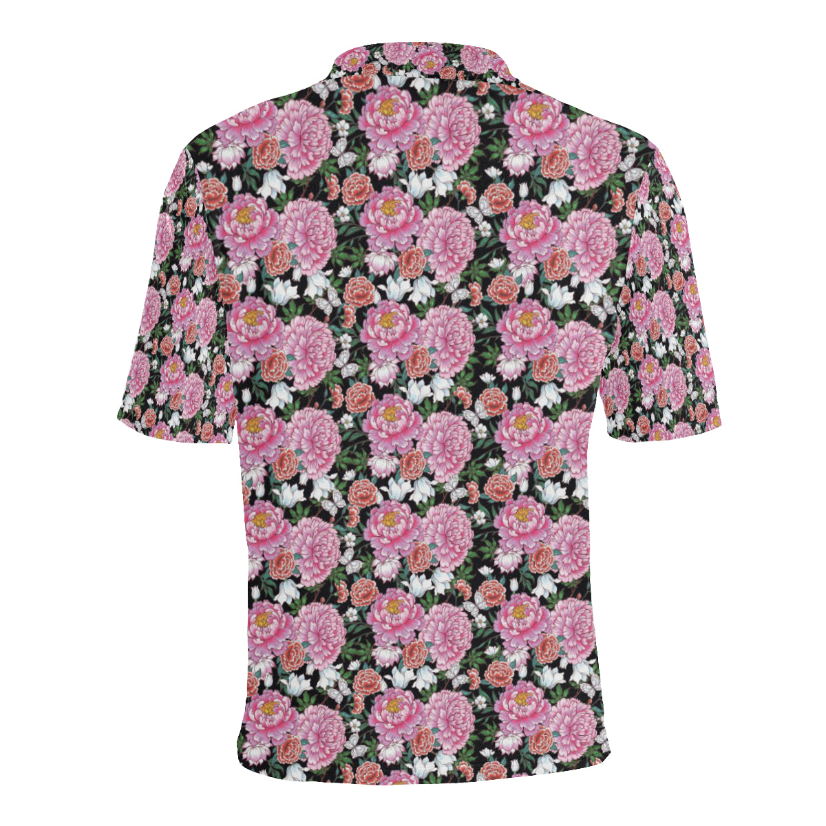 Dahlia Pattern Print Design 02 Men Polo Shirt