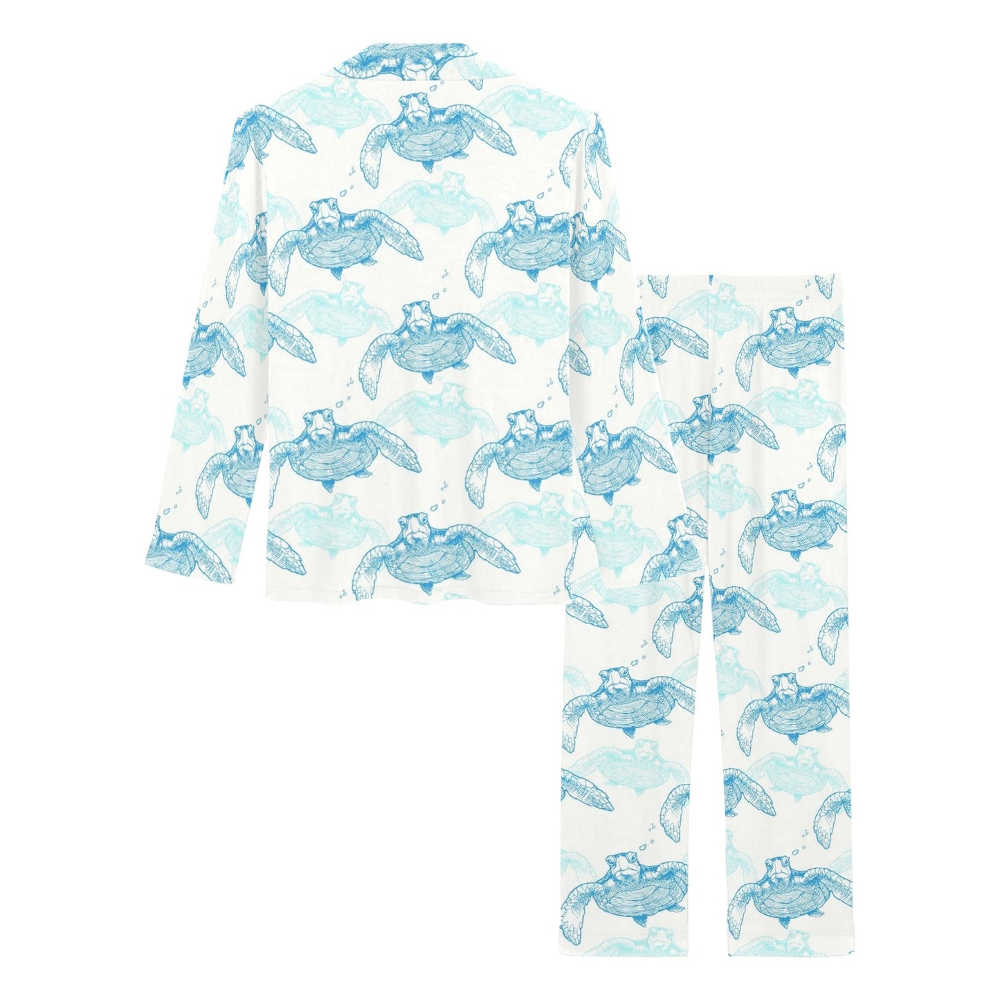 Sea Turtle Pattern Print Design T01 Women's Long Pajama Set