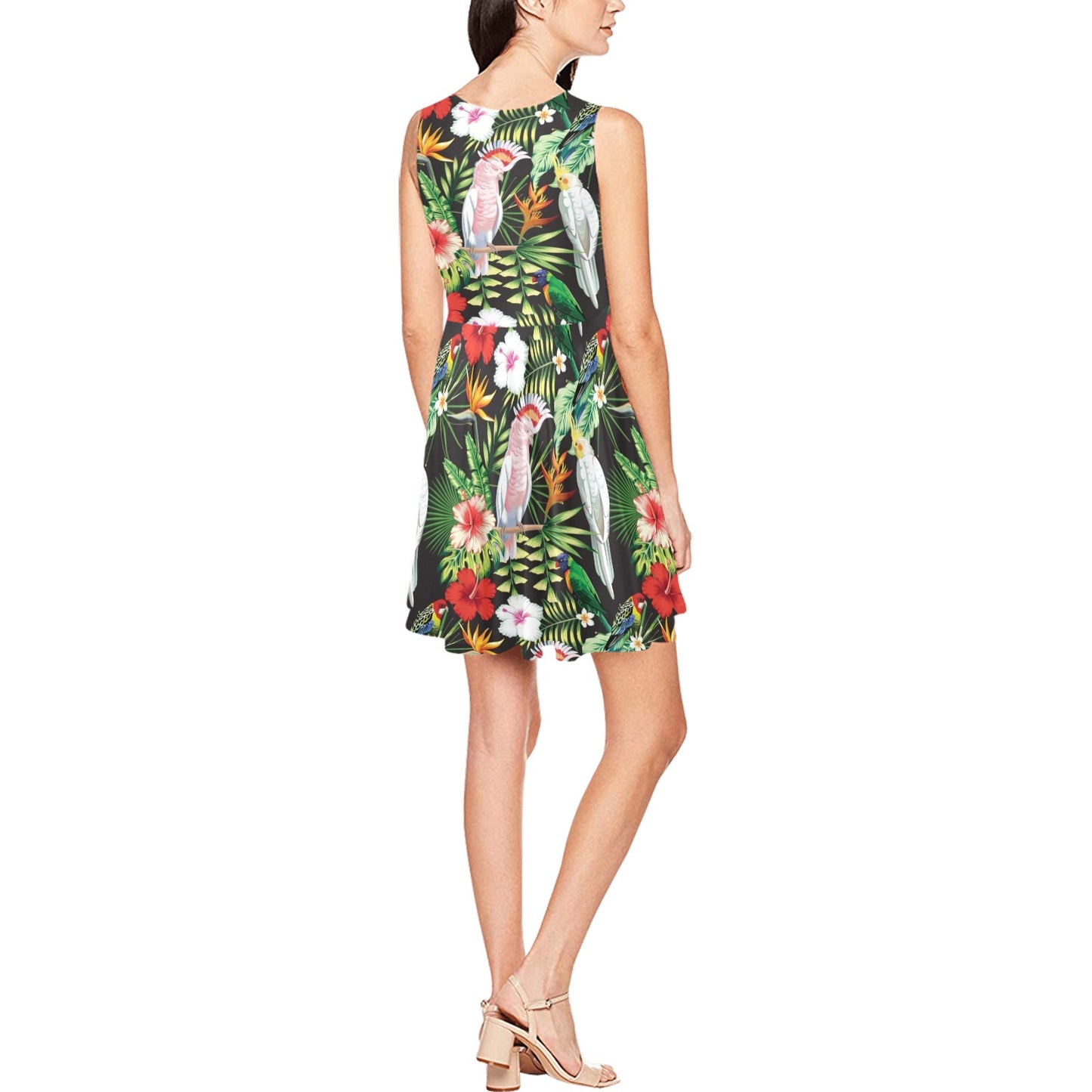 Tropical Flower Pattern Print Design TF03 Sleeveless Dress