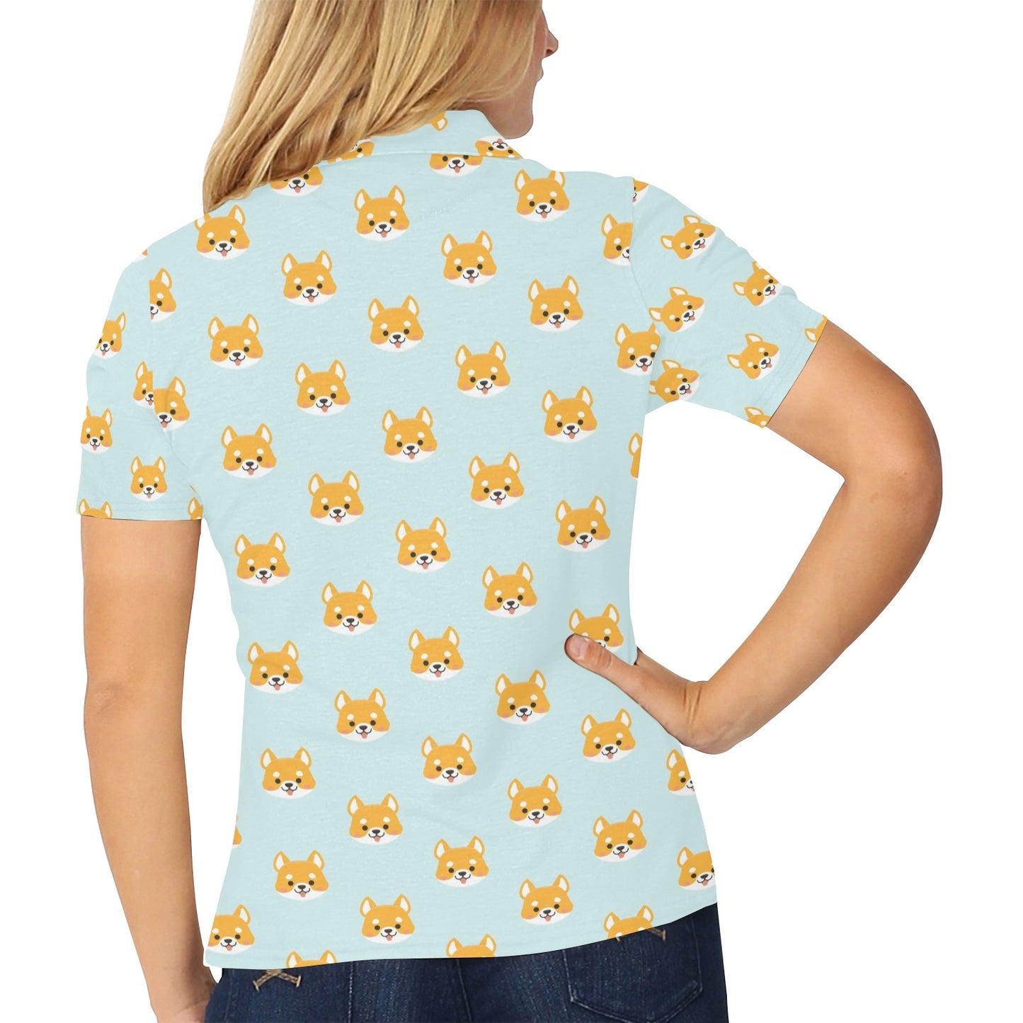 Shiba Inu Print Design LKS301 Women's Polo Shirt