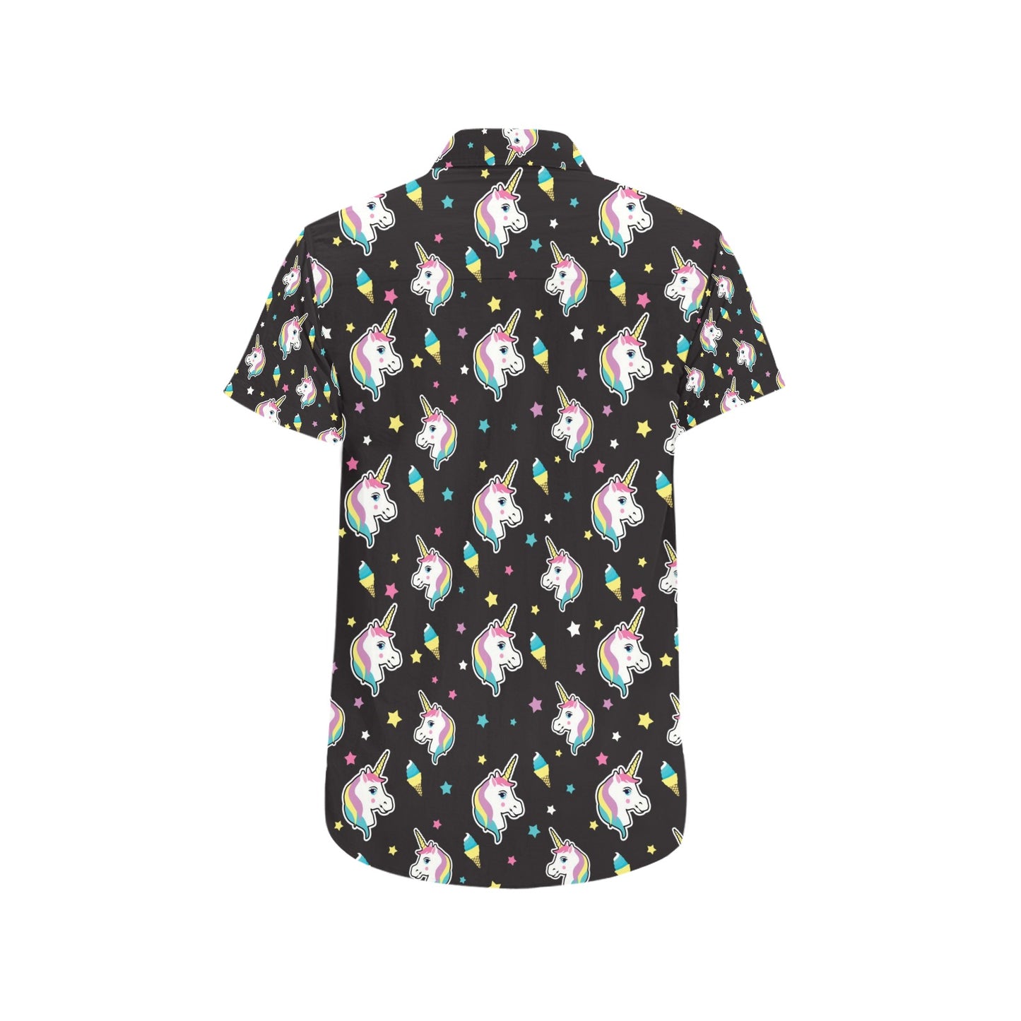 Unicorn Print Design LKS302 Men Short Sleeve Button Up Shirt