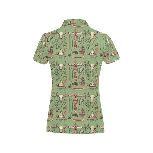Native Indian Themed Design Print Women's Polo Shirt