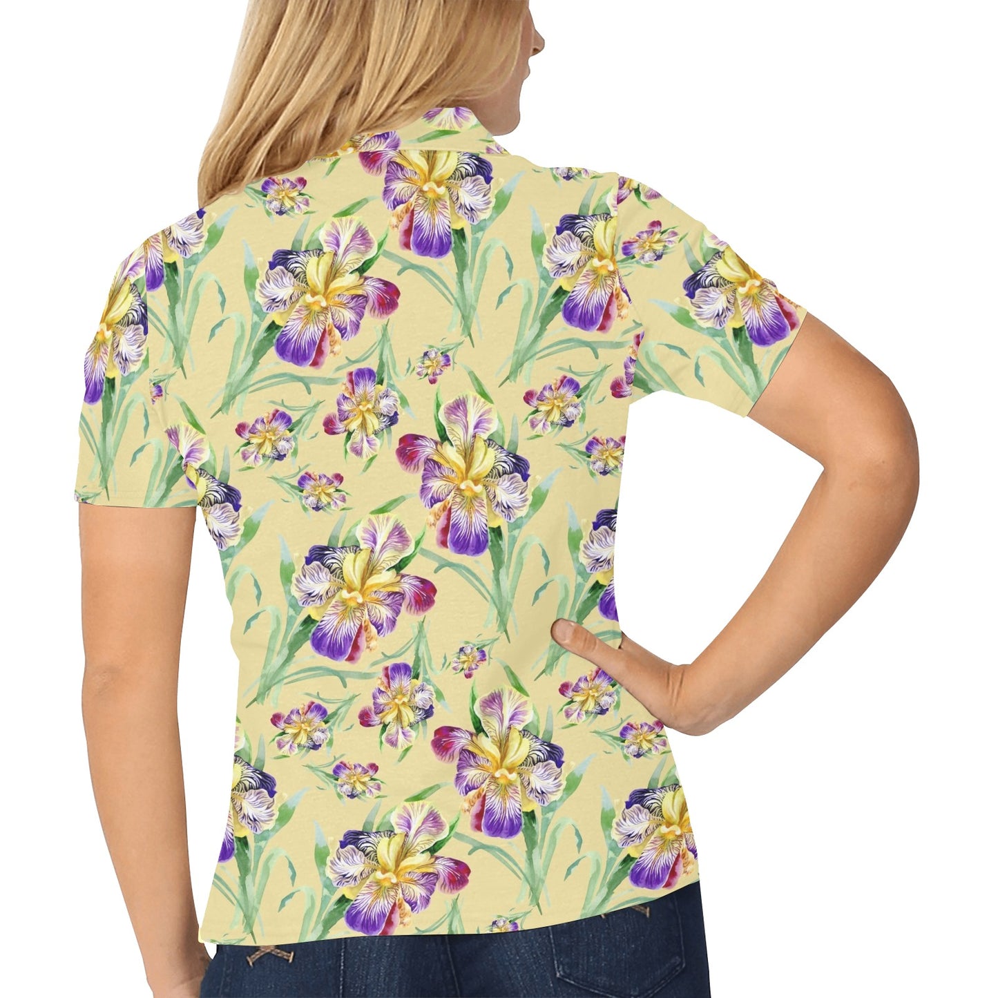 Iris Pattern Print Design IR06 Women's Polo Shirt