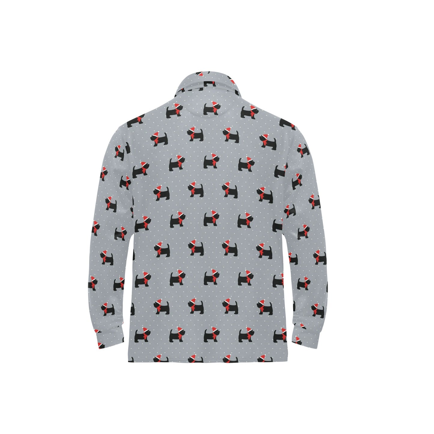 Scottish Christmas Themed Terriers Print Design LKS3018 Long Sleeve Polo Shirt For Men's