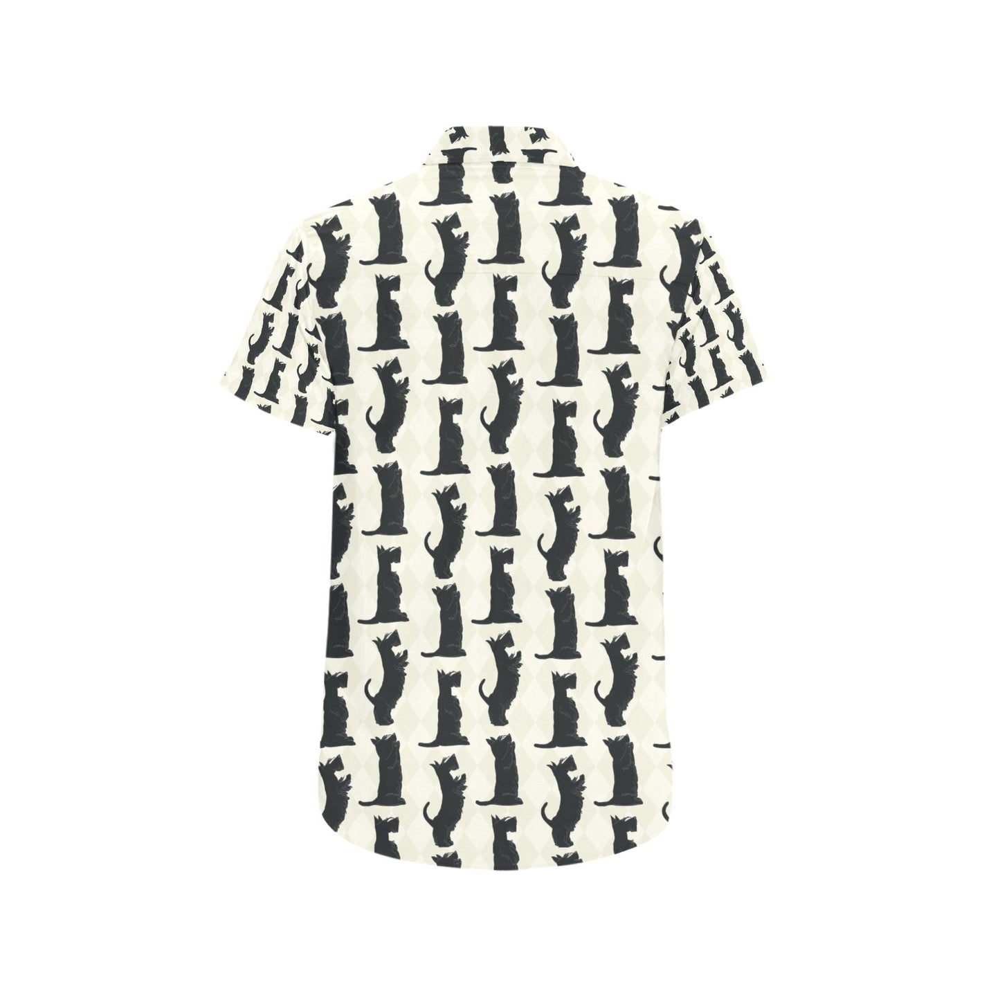 Scottish Terriers Print Design LKS309 Men Short Sleeve Button Up Shirt