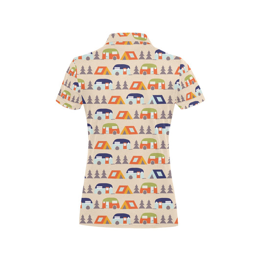 Camper Tent Pattern Print Design 03 Women's Polo Shirt