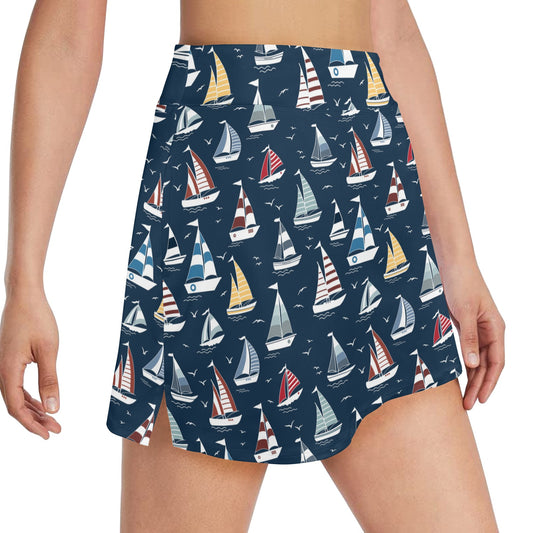 Sailboat Print Design LKS306 17" Golf & Pickleball Skort with Pockets