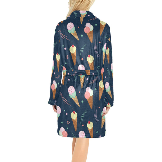 Ice Cream Pattern Print Design 04 Women's Fleece Robe