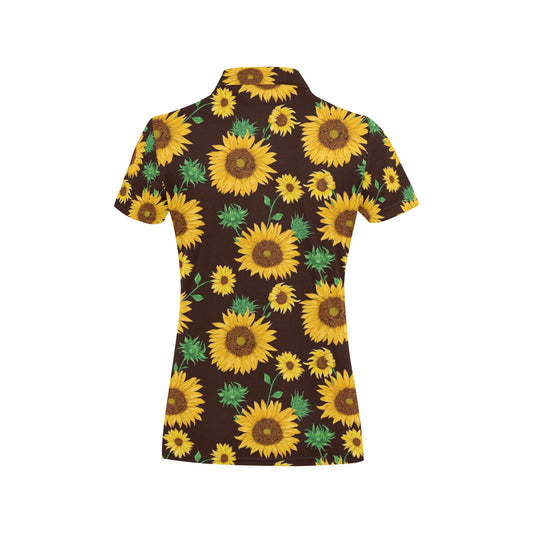 Sunflower Pattern Print Design SF01 Women's Polo Shirt