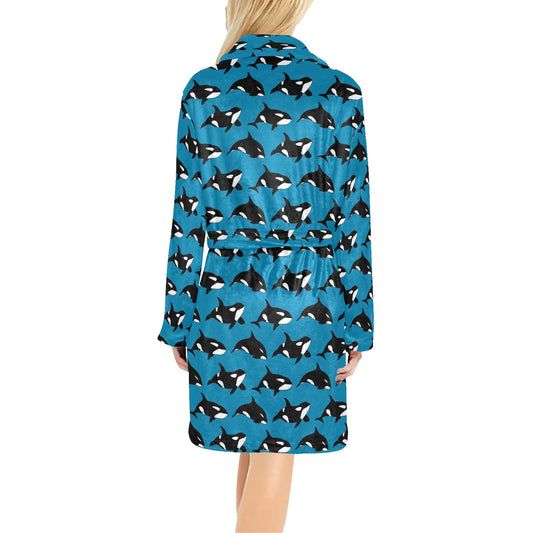 Whale Print Design LKS304 Women's Fleece Robe