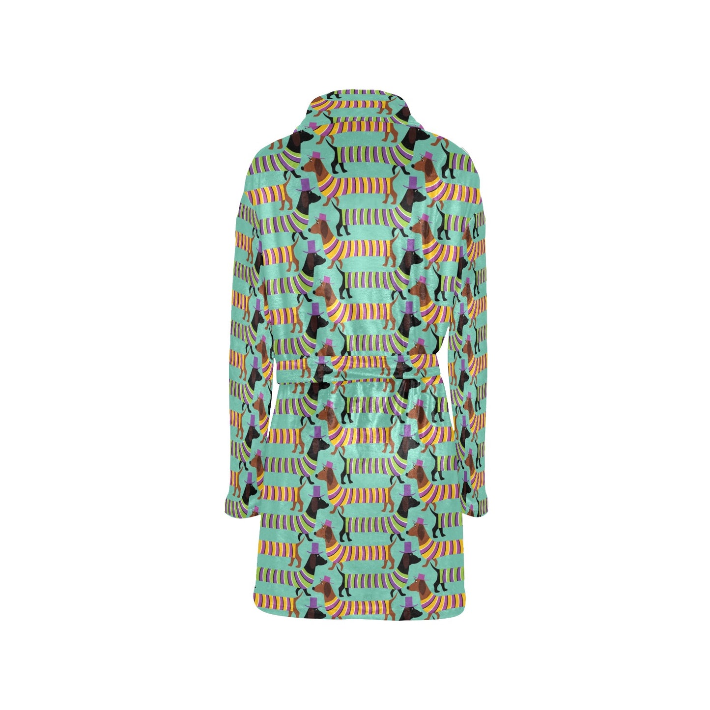 Dachshund Pattern Print Design 05 Women's Fleece Robe