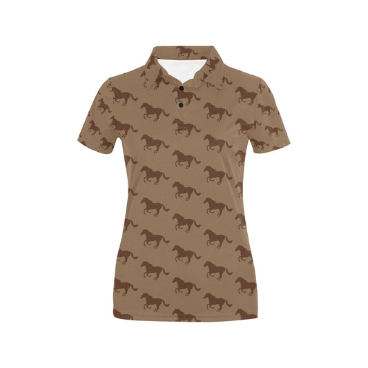 Horse Brown Print Design LKS307 Women's Polo Shirt