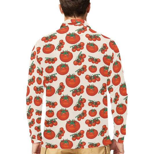 Tomato Print Design LKS302 Long Sleeve Polo Shirt For Men's