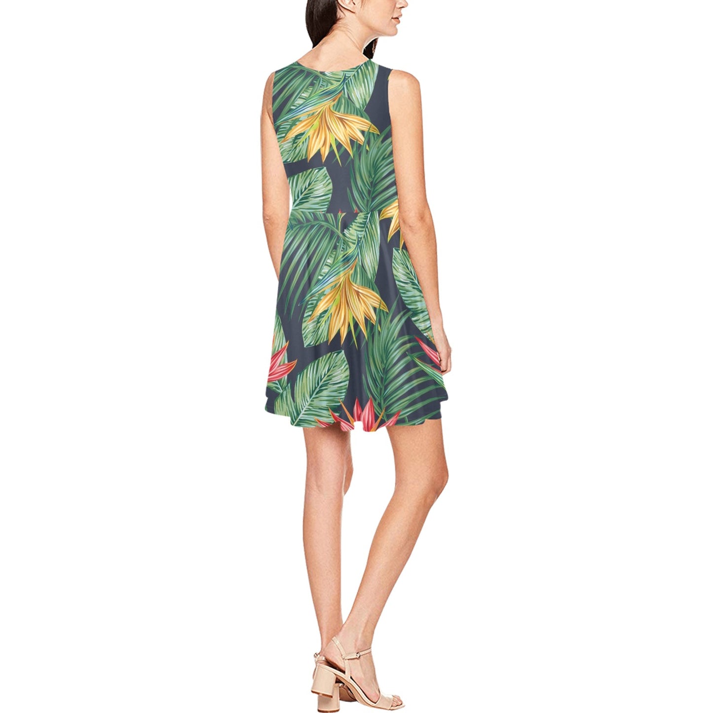 Bird Of Paradise Pattern Print Design BOP09 Sleeveless Dress