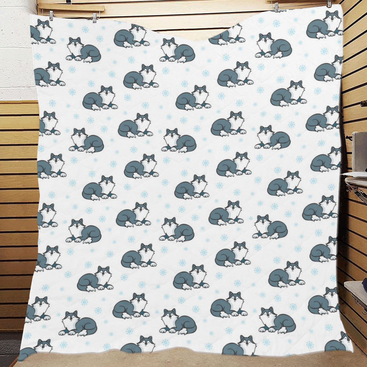 Alaskan Malamute Pattern Print Design 03 Premium Quilt