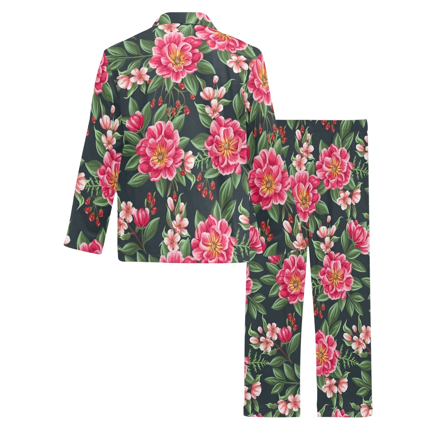 Summer Floral Pattern Print Design SF06 Men's Long Pajama Set