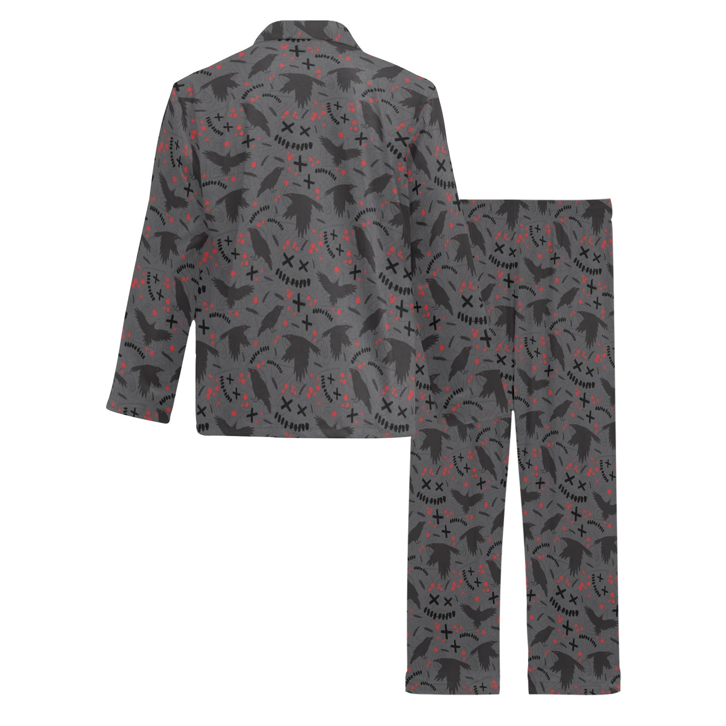 Crow Pattern Print Design 02 Men's Long Pajama Set