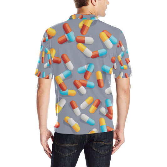 Pill Pattern Print Design A01 Men Polo Shirt