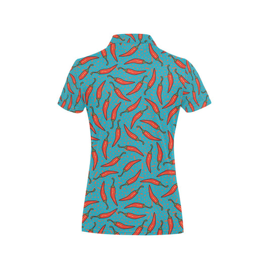 Chilli Pepper Pattern Print Design 05 Women's Polo Shirt
